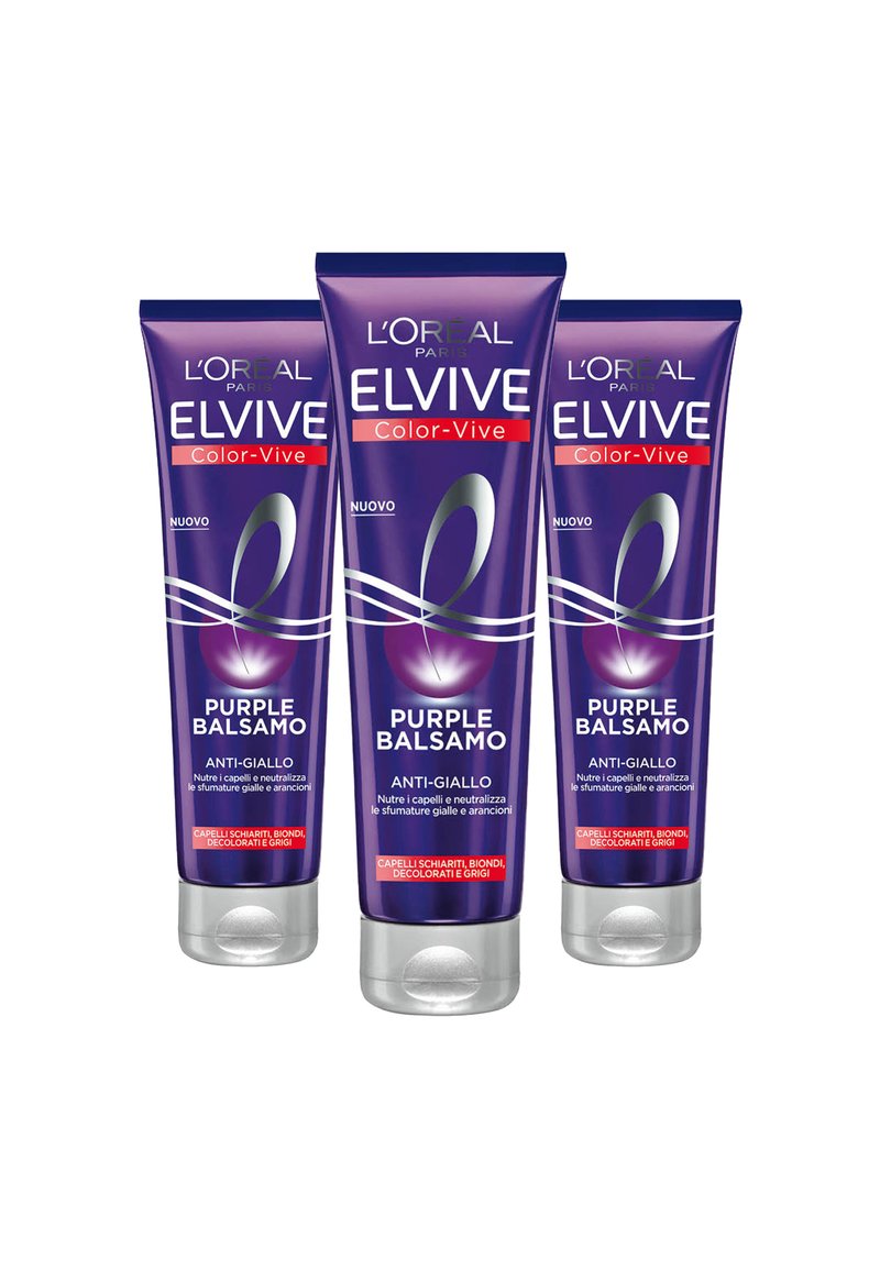 L'Oréal Paris - BALSAMO ANTIGIALLO COLOR VIVE PURPLE, BALSAMO ANTIGIALLO PER CAPELLI SCHIARITI, BIONDI, DECOLORATI E GRIGI, 150 ML - 3 PACK - Balsamo, Ingrandire