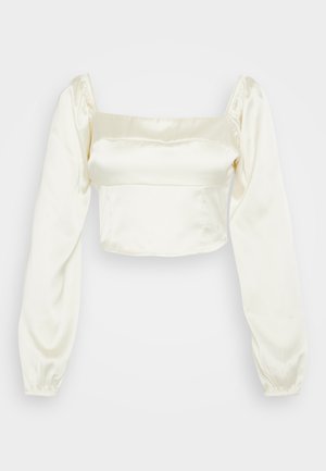 Hollister Co., LONG-SLEEVE SATIN SQUARE-NECK TOP - T-shirt à manches longues - WHITE