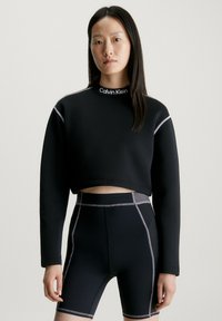 Calvin Klein Performance - CROPPED MOCK NECK LOGO - Longsleeve - black beauty Miniatuurafbeelding 1