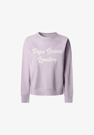 Lavendelfarbenes Sweatshirt mit Rundhalsausschnitt, gerippten Bündchen und Saum. Mit "Pepe Jeans London" in weißer Stickerei auf der Vorderseite. Weiches Baumwollmaterial.