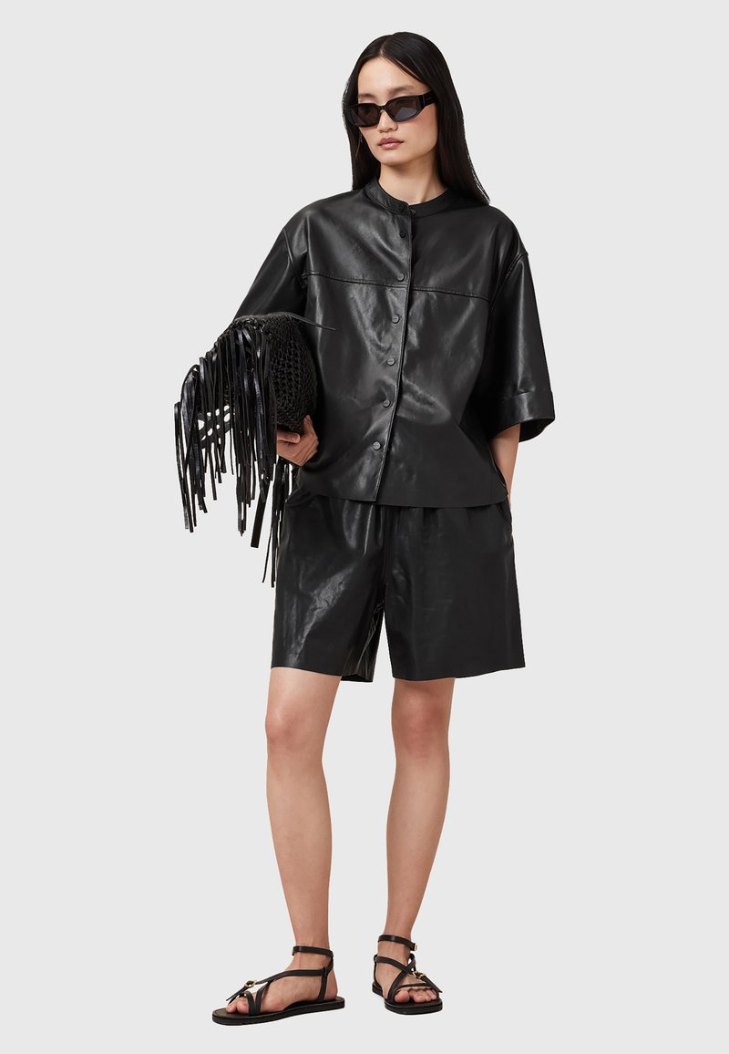 AllSaints ARLA LEA Leather trousers black Zalando