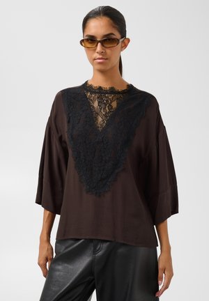 Soaked in Luxury, SLLANTANA BLOUSE LACE INSERT - Blouse - mole