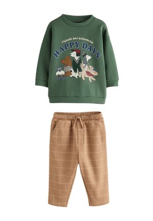 Next, SET - Stoffhose - green  brown dog