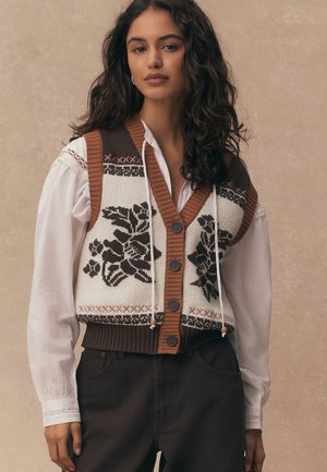Next, REGULAR FIT - RICH FLORAL BUTTON UP - Cardigan - brown white