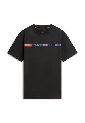 Tommy Hilfiger, LOGO STRIPE JERSEY T-SHIRT - Tričko s potlačou - black