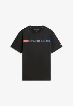 Tommy Hilfiger, LOGO STRIPE JERSEY T-SHIRT - Majica kratkih rukava s printom - black