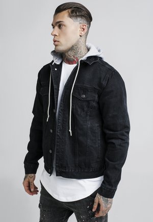 DETACHABLE HOOD - Jeansjacka - washed black