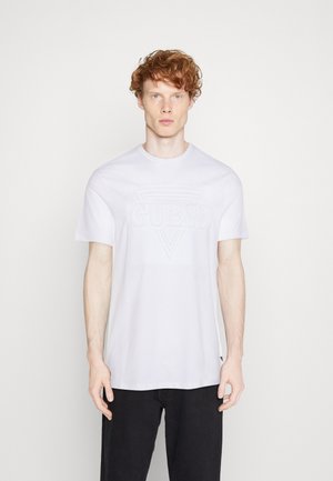 Guess EMBOSSED TEE - T-shirt imprimé - white