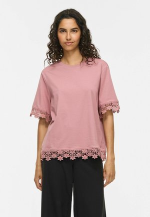 VILA, VIVORA 2/4 LACE T-SHIRT - T-shirt imprimé - nostalgia rose