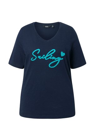 Ulla Popken, SAILING CLASSIC V-AUSSCHNITT HALBARM - T-shirt print - marine
