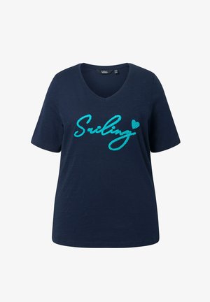 Ulla Popken, SAILING CLASSIC V-AUSSCHNITT HALBARM - T-shirt print - marine