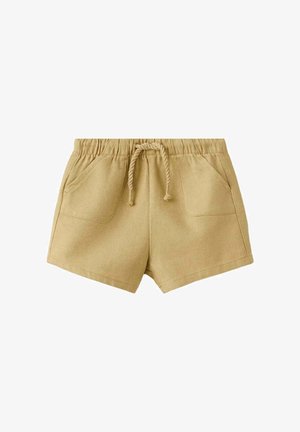 Beige afslappede shorts med elastik i taljen, snøre foran og to forlommer.