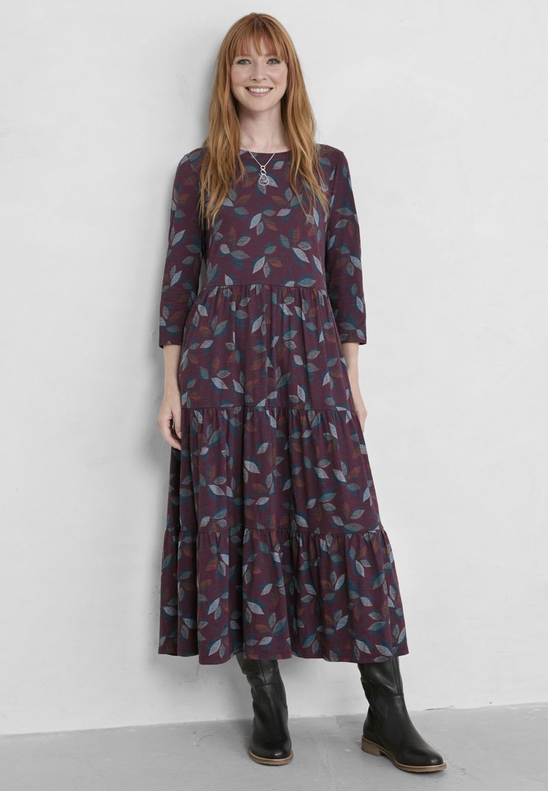 Seasalt Cornwall LINE STROKES - Jersey dress - layered leaves dark  hellebore/purple - Zalando