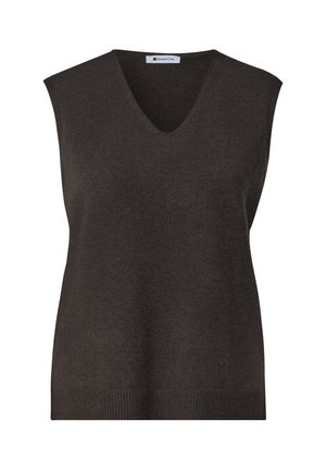 Street One, SOLID-COLOR V-NECK SWEATER - Top - black coffee mel.