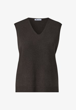 Street One, SOLID-COLOR V-NECK SWEATER - Top - black coffee mel.