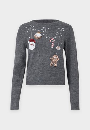 JDY JDYTWINKLE XMAS O NECK PULLOVER - Strickpullover - medium grey melange