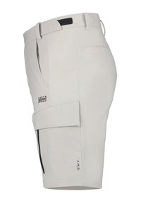 Ljusgrå cargoshorts gjorda av ett smidigt, lätt material. Har en sidficka, bältesöglor och tryckt logotyp på benet.