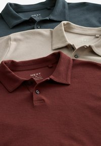 Next THREE PACK - Polo majica - grey clay red ecru textured