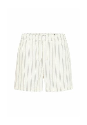 Šviesiai smėlio spalvos šortai su vertikaliomis tamsiai mėlynomis juostelėmis. Pasižymi elastingu liemeniu ir raišteliu. Pagaminti iš minkštos, kvėpuojančios medžiagos.