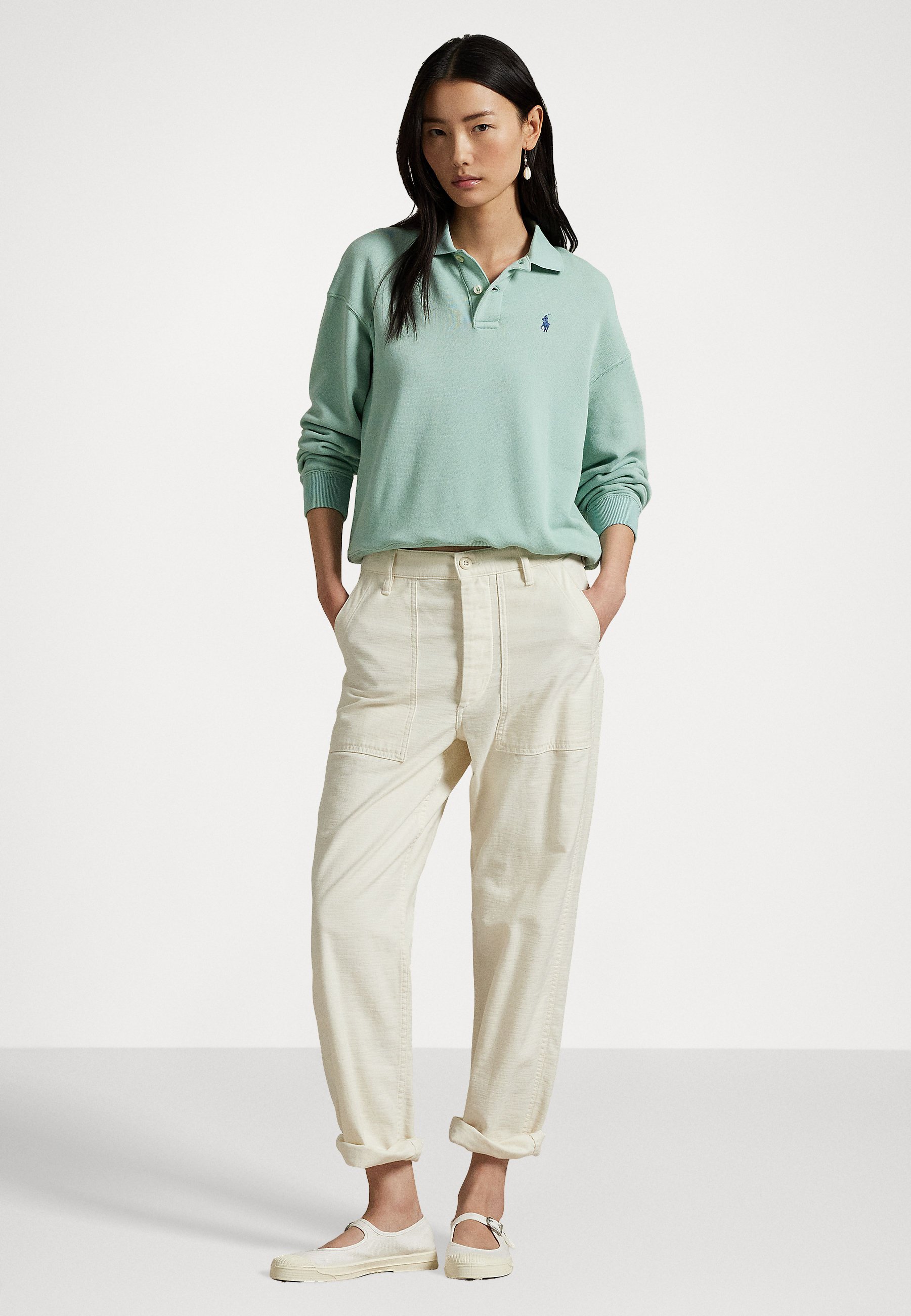 売れ筋商品|||ラルフローレン パーカー・スウェットシャツ アウター レディース Women's Lightweight Fleece Long-Sleeve Polo Sweatshirt Essex Green s7-AI211965097001_lifestyle?