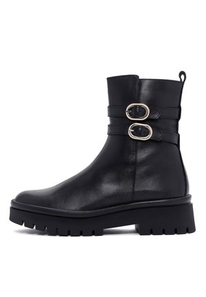 Enkellaarsjes met plateauzool - black