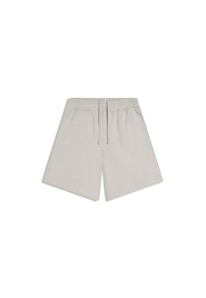 Lyse beige afslappede shorts med elastisk talje og snor, sidelommer og vidt ben-design.