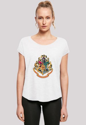 LONG CUT HARRY POTTER HOGWARTS CREST GOLD - Printtipaita - white
