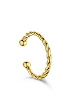 Massiver 14kt Gold-Breitreifen-Ohrring, Minimalistischer Kugel-Rücken
