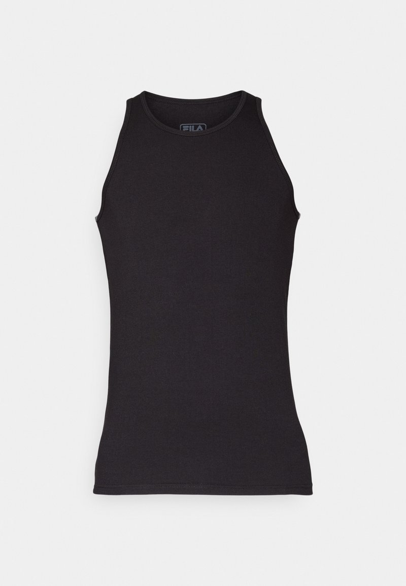 Czarny top bez rękawów z okrągłym dekoltem. Wykonany z miękkiego materiału o gładkiej fakturze i minimalistycznym stylu, z logo Fila.
