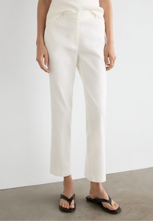 Massimo Dutti, STRAIGHT-LEG LINEN BLEND TROUSERS - Bukser - white