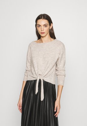 LASCANA PULLOVER TIE - Strickpullover - beige melange