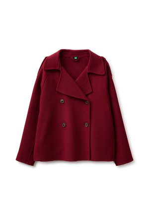 United Colors of Benetton, SHORT TRENCH COAT IN DOUBLE CLOTH, DOUBLE-BREASTED, WELT POCKETS... - Blazer - red