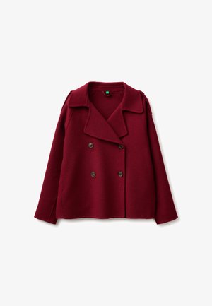 United Colors of Benetton, SHORT TRENCH COAT IN DOUBLE CLOTH, DOUBLE-BREASTED, WELT POCKETS... - Blazer - red