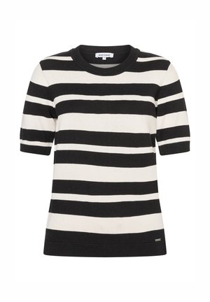 KURZARM-MIT STREIFEN - T-Shirt print - black/offwhite