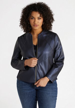 BIKER IN LAMINATO - Faux leather jacket - blu