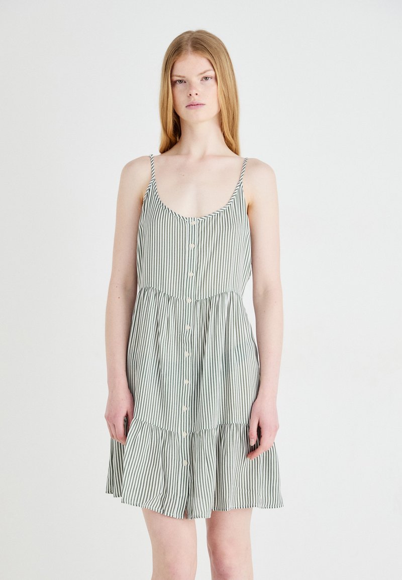 VRG GRL kenni buckle side linen look mini dress in charcoal