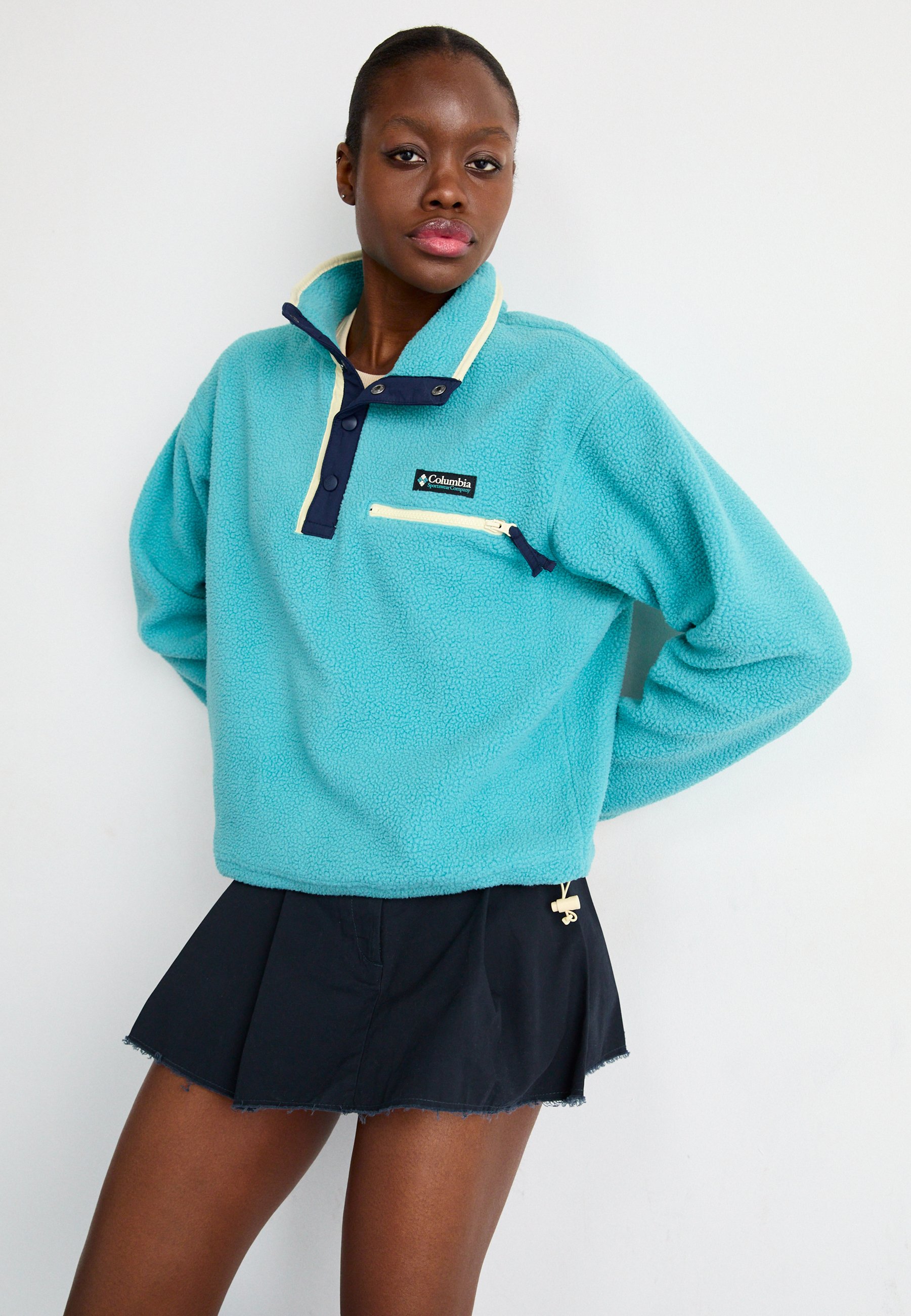 Columbia HELVETIA CROPPED HALF SNAP - Fleece jumper - teal/blue