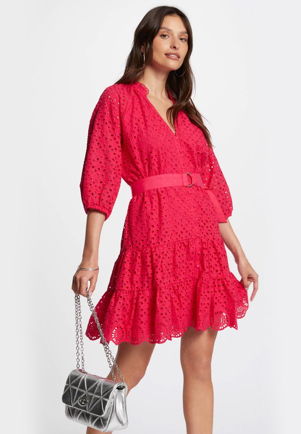 EMBROIDERED A-LINE MINI - Blusenkleid - framboise