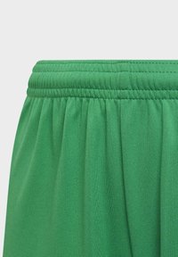 Groene polyester shorts met een ribbelband en zachte, gestructureerde stof met geplooide details langs de zijnaden.