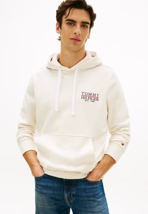 Tommy Hilfiger HERITAGE LOGO EMBROIDERY DRAWSTRING HOODY - Sweatshirt - ivory petal
