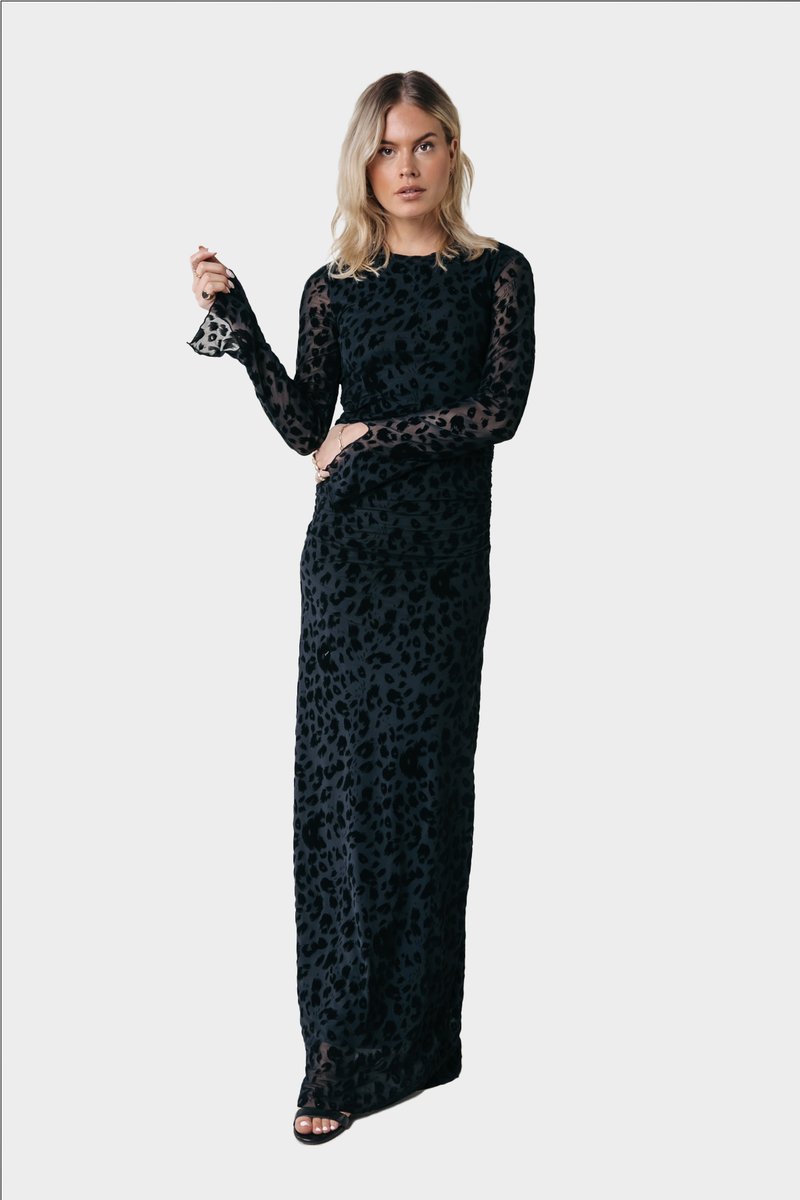 Colourful Rebel MAUDE LEOPARD FLOCK DRESS - Cocktail φόρεμα / Φόρεμα για πάρτι - black