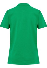 Grön polo skjorta med ett strukturerat, andningsbart tyg. Har en klassisk krage och korta ärmar, med en rak slit.