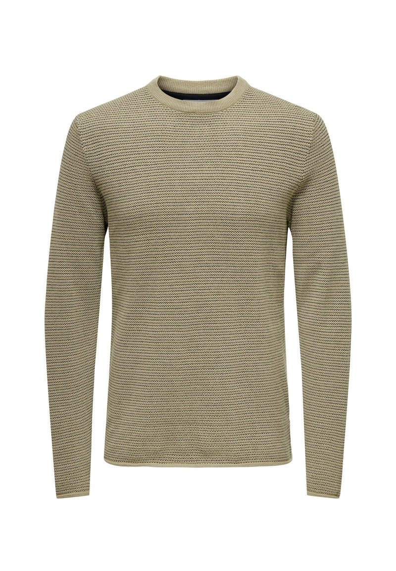 Only & Sons 12 STRIPE CREW - Strickpullover - braun