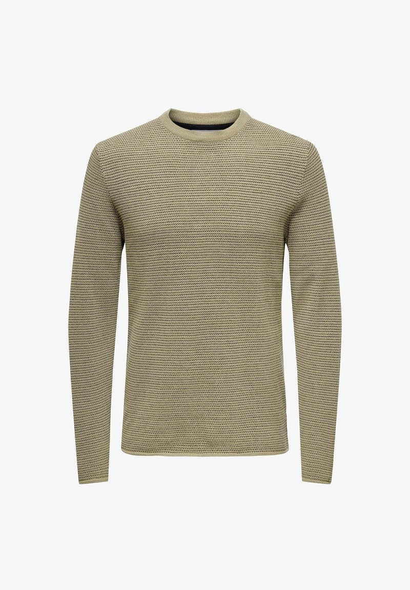 Only & Sons 12 STRIPE CREW - Strickpullover - braun