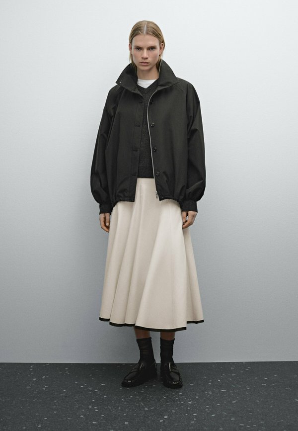 FLOUNCE MIDI WITH CONTRASTING DETAIL - Pleated skirt - beige3