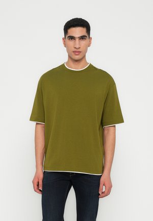 SLHRELAXFELIX CONTRAST O NECK TEE - Pamata T-krekls - avocado