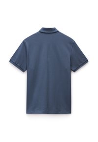 Námořnická modrá polokošile s krátkým rukávem vyrobená z hladkého materiálu. Obsahuje klasický límeček a prošité detaily na lemu.