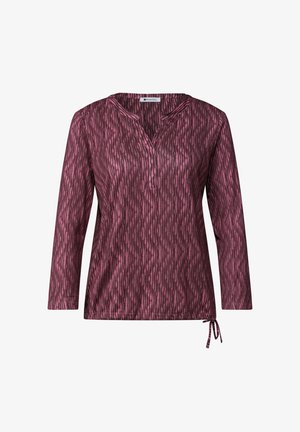 Street One, 3/4-SLEEVE SHIRT WITH SPLIT NECK AND PRINT, różowy