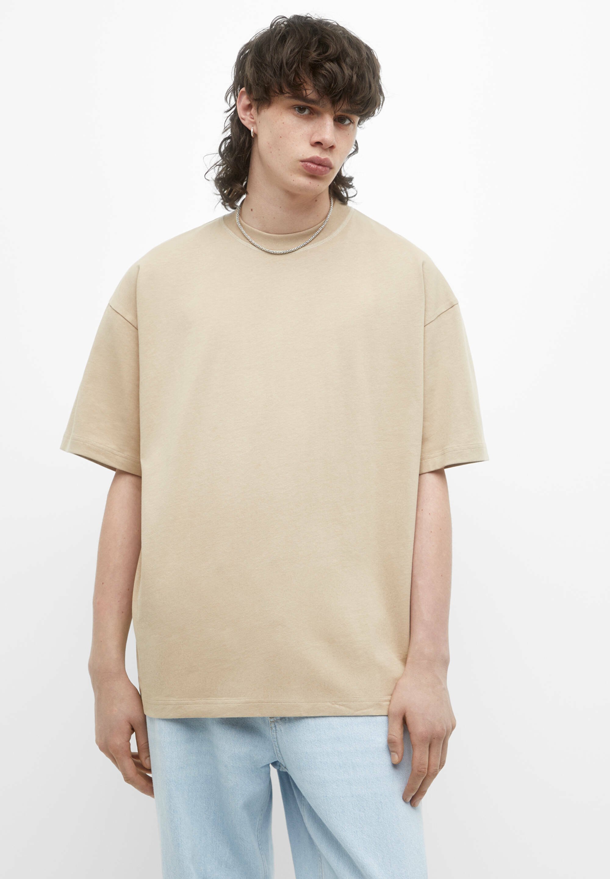 T-shirt Basique Pull&Bear Femme - Bleu Rayé, Coton, Taille S, Col Ras Du Cou