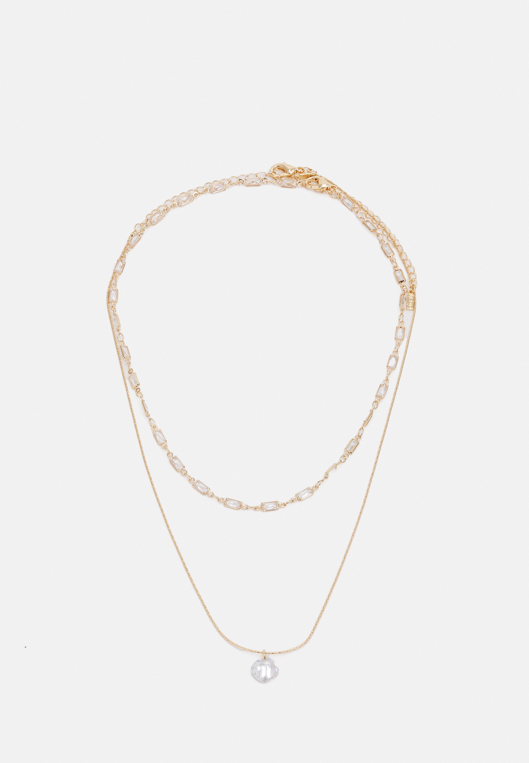 Gold-coloured clear necklace
